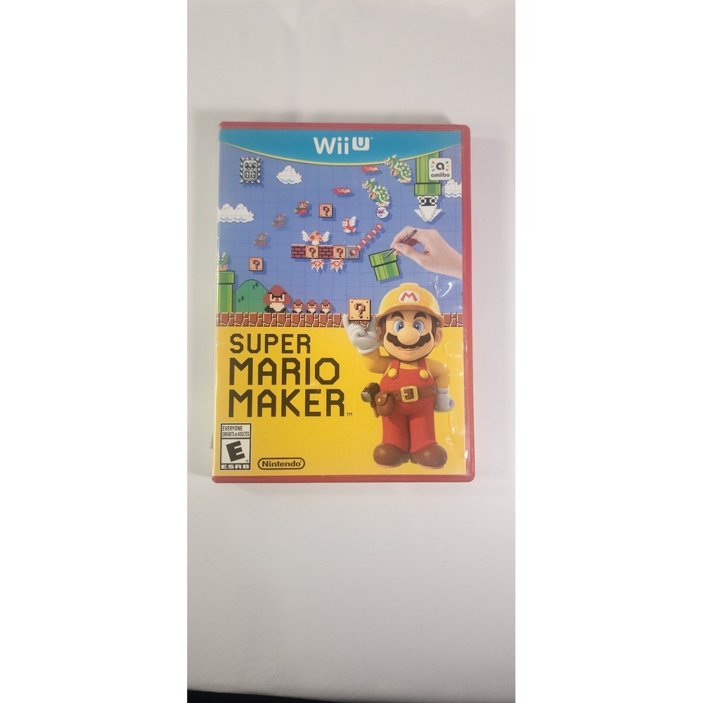 Super Mario Maker Nintendo Wii U Video Game No Manual US2 Red Case Disc Only